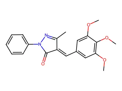 5-methyl-2-phenyl-4-(3,4,5-trimethoxybenzylidene)-2,4-dihydro-3H-pyrazol-3-one structure