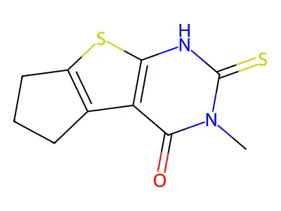 11-methyl-10-sulfanylidene-7-thia-9,11-diazatricyclo[6.4.0.02,6]dodeca-1(8),2(6)-dien-12-one structure