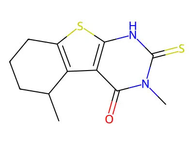 3,5-Dimethyl-2,3,5,6,7,8-hexahydro-2-thioxo-(1)benzothieno(2,3-d)pyrimidin-4(1H)-one structure