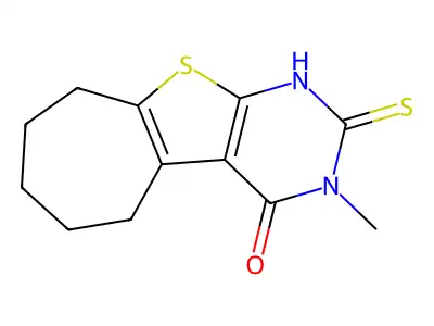 4H-Cyclohepta(4,5)thieno(2,3-d)pyrimidin-4-one, 1,2,3,5,6,7,8,9-octahydro-3-methyl-2-thioxo- structure
