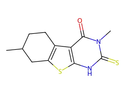 3,7-Dimethyl-2,3,5,6,7,8-hexahydro-2-thioxo-(1)benzothieno(2,3-d)pyrimidin-4(1H)-one structure