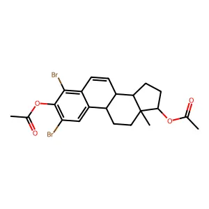 2,4-Dibromoestra-1,3,5(10),6-tetraene-3,17-diol diacetate structure