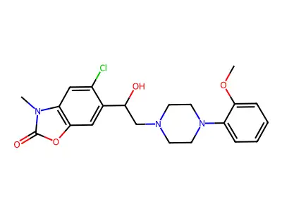 1-(3-Methyl-5-chloro-2-benzoxazolinone-6-yl)-2-(4-(2-methoxyphenyl)piperazine-1-yl)ethanol structure