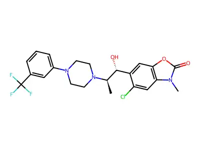 2(3H)-Benzoxazolone, 5-chloro-6-(1-hydroxy-2-(4-(3-(trifluoromethyl)phenyl)-1-piperazinyl)propyl)-3-methyl-, (R*,R*)- structure