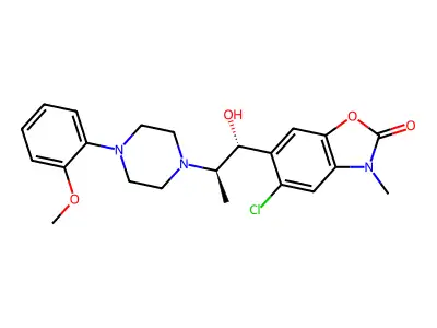 2(3H)-Benzoxazolone, 5-chloro-6-(1-hydroxy-2-(4-(2-methoxyphenyl)-1-piperazinyl)propyl)-3-methyl-, (R*,R*)- structure