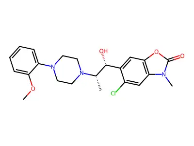 2(3H)-Benzoxazolone, 5-chloro-6-(1-hydroxy-2-(4-(2-methoxyphenyl)-1-piperazinyl)propyl)-3-methyl-, (R*,S*)- structure