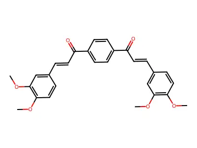 (E)-3-(3,4-dimethoxyphenyl)-1-[4-[(E)-3-(3,4-dimethoxyphenyl)prop-2-enoyl]phenyl]prop-2-en-1-one structure