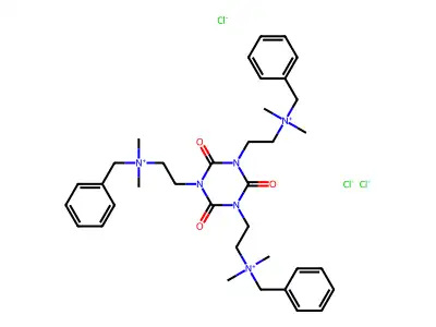 1,3,5-Triazine-1,3,5(2H,4H,6H)-triethanaminium, N,N,N',N',N'',N''-hexamethyl-2,4,6-trioxo-N,N',N''-tris(phenylmethyl)-, trichloride structure