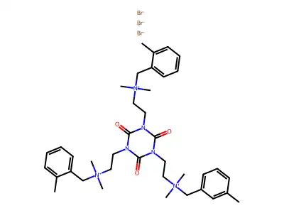 1,3,5-Triazine-1,3,5(2H,4H,6H)-triethanaminium, N,N,N',N',N'',N''-hexamethyl-2,4,6-trioxo-N,N',N''-tris((3-methylphenyl)methyl)-, tribromide structure