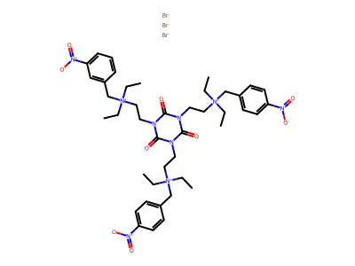1,3,5-Triazine-1,3,5(2H,4H,6H)-triethanaminium, N,N,N',N',N'',N''-hexaethyl-2,4,6-trioxo-N,N',N''-tris((4-nitrophenyl)methyl)-, tribromide structure