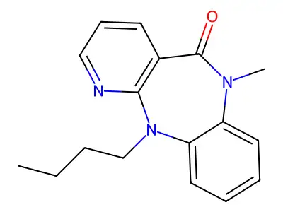 N11-Butyl-N6-methyl-6,11-dihydro-5H-pyrido(2,3-b)(1,5)benzodiazepin-5-one structure