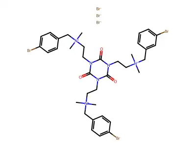 1,3,5-Triazine-1,3,5(2H,4H,6H)-triethanaminium, N,N,N',N',N'',N''-hexamethyl-2,4,6-trioxo-N,N',N''-tris(2-bromophenyl)methyl)-, tribromide structure