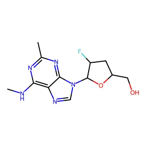9-(2,3-Dideoxy-2-fluoro-beta-D-arabinofuranosyl)-2,N6-dimethyladenine structure