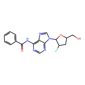 N-[9-[(2R,3S,5S)-3-fluoro-5-(hydroxymethyl)oxolan-2-yl]purin-6-yl]benzamide structure