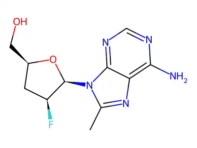 9-(2,3-Dideoxy-2-fluoro-beta-D-arabinofuranosyl)-8-methyladenine structure