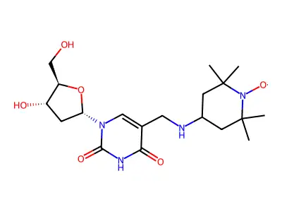 5-(((2,2,6,6-Tetramethyl-1-oxy-4-piperidyl)amino)methyl)-2'-deoxyuridine structure