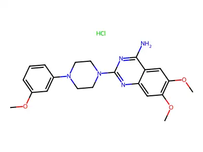 4-Quinazolinamine, 6,7-dimethoxy-2-(4-(3-methoxyphenyl)-1-piperazinyl)-, monohydrochloride structure