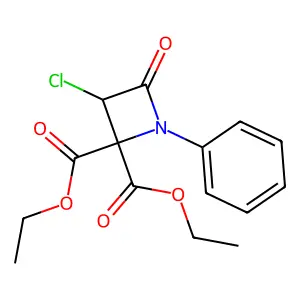 Diethyl 3-chloro-4-oxo-1-phenylazetidine-2,2-dicarboxylate structure