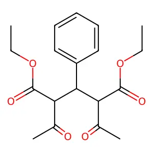 Diethyl 2,4-diacetyl-3-phenylpentanedioate structure