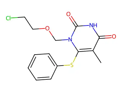 2,4(1H,3H)-Pyrimidinedione, 1-((2-chloroethoxy)methyl)-5-methyl-6-(phenylthio)- structure