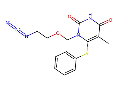 2,4(1H,3H)-Pyrimidinedione, 1-((2-azidoethoxy)methyl)-5-methyl-6-(phenylthio)- structure