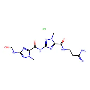 1H-1,2,4-Triazole-5-carboxamide, N-(5-(((3-amino-3-iminopropyl)amino)carbonyl)-1-methyl-1H-1,2,4-triazol-3-yl)-3-(formylamino)-1-methyl-, monohydrochloride structure