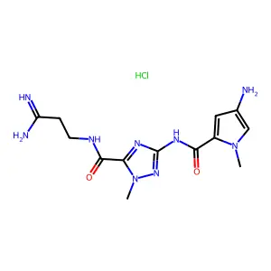 1H-1,2,4-Triazole-5-carboxamide, N-(3-amino-3-iminopropyl)-3-(((4-amino-1-methyl-1H-pyrrol-2-yl)carbonyl)amino)-1-methyl-, monohydrochloride structure