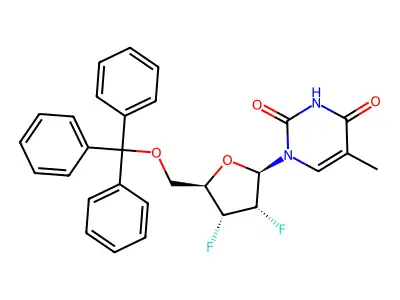 Uridine, 2',3'-dideoxy-2',3'-difluoro-5-methyl-5'-O-(triphenylmethyl)- structure