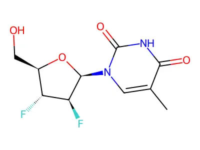 Uridine, 2',3'-dideoxy-2',3'-difluoro-5-methyl- structure