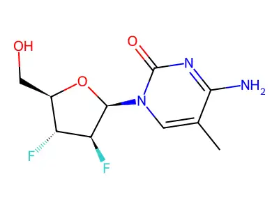 1-(2,3-Dideoxy-2,3-difluoro-beta-D-arabinofuranosyl)-5-methylcytosine structure