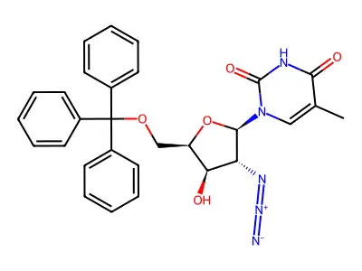 1-(2-Azido-2-deoxy-5-O-trityl-beta-D-xylofuranosyl)thymine structure