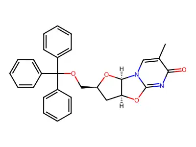 Anhydro-trityl-pentofuranosyl-T structure