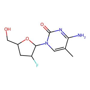 2'-ara-Fluoro-2',3'-dideoxy-beta-D-5-methylcytidine structure