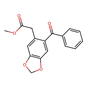 1,3-Benzodioxole-5-acetic acid, 6-benzoyl-, methyl ester structure