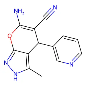 6-Amino-3-methyl-4-(3-pyridinyl)-1,4-dihydropyrano[2,3-c]pyrazole-5-carbonitrile structure