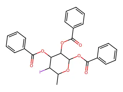 (2,3-Dibenzoyloxy-5-iodo-6-methyloxan-4-yl) benzoate structure