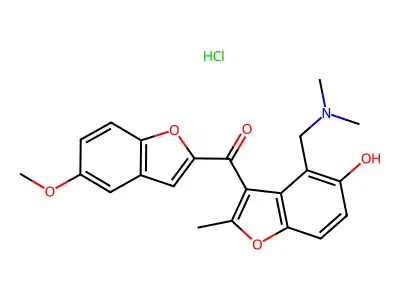 Methanone, (4-((dimethylamino)methyl)-5-hydroxy-2-methyl-3-benzofuranyl)(5-methoxy-2-benzofuranyl)-, hydrochloride structure