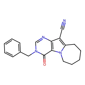 3-benzyl-4-oxo-4,6,7,8,9,10-hexahydro-3H-pyrimido[4',5':4,5]pyrrolo[1,2-a]azepine-11-carbonitrile structure