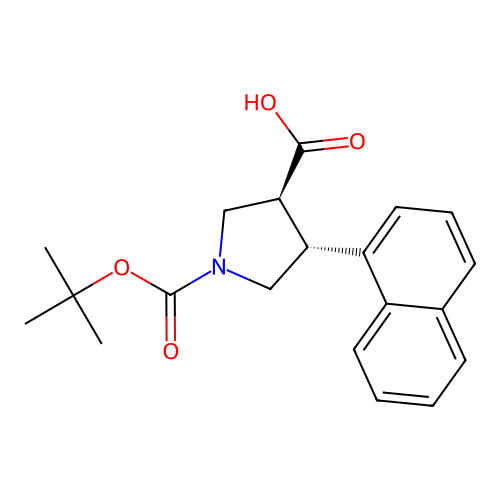 Boc-(+/-)-trans-4-(1-naphthyl)-pyrrolidine-3-carboxylic acid structure
