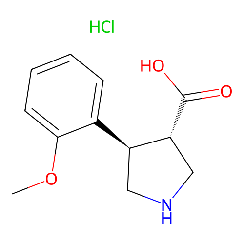 (3S,4R)-4-(2-Methoxyphenyl)pyrrolidine-3-carboxylic acid;hydrochloride structure