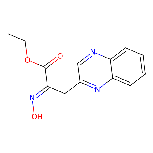 (E)-Ethyl 2-(hydroxyimino)-3-(quinoxalin-2-yl)propanoate structure