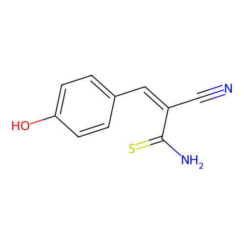 2-Cyano-3-(4-hydroxyphenyl)thioacrylamide structure