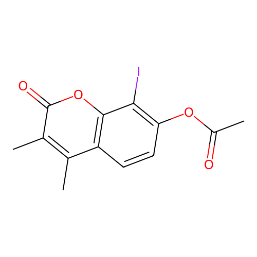 8-iodo-3,4-dimethyl-2-oxo-2H-chromen-7-yl acetate structure