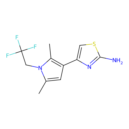 4-(2,5-Dimethyl-1-(2,2,2-trifluoroethyl)-1H-pyrrol-3-yl)thiazol-2-amine structure