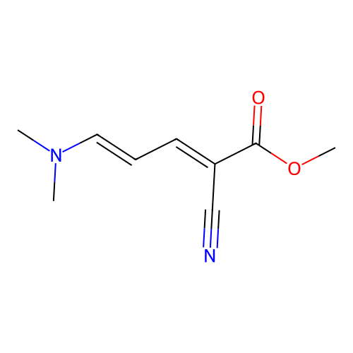 2,4-Pentadienoic acid, 2-cyano-5-(dimethylamino)-, methyl ester, (2E,4E)- structure