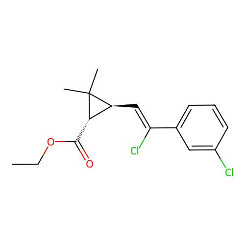 ethyl (1S,3R)-3-[(Z)-2-chloro-2-(3-chlorophenyl)ethenyl]-2,2-dimethylcyclopropane-1-carboxylate structure