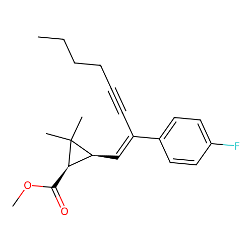 methyl (1R,3S)-3-[(Z)-2-(4-fluorophenyl)oct-1-en-3-ynyl]-2,2-dimethylcyclopropane-1-carboxylate structure