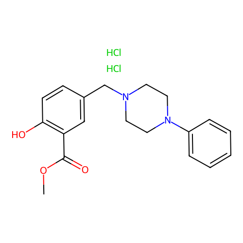 Methyl 2-hydroxy-5-((4-phenylpiperazin-1-yl)methyl)benzoate dihydrochloride structure