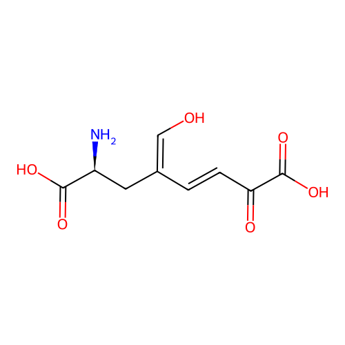 (7S)-7-amino-5-(hydroxymethylidene)-2-oxooct-3-enedioic acid structure
