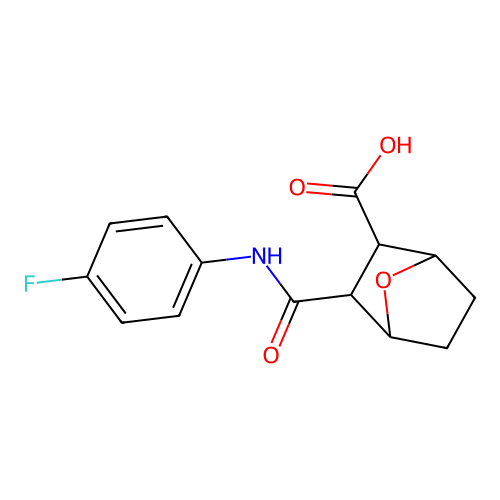 3-{[(4-Fluorophenyl)amino]carbonyl}-7-oxabicyclo[2.2.1]heptane-2-carboxylic acid structure